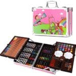 145 PCS Deluxe pink Colour Art Set robust aluminium storage & carry case
