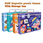 Children's portable wooden magnetic puzzle games in carry case busy Traffic and cars