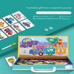 Children's portable wooden magnetic puzzle games in carry case busy Traffic and cars - Image 5