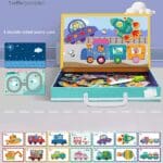 Children's portable wooden magnetic puzzle games in carry case busy Traffic and cars - Image 8