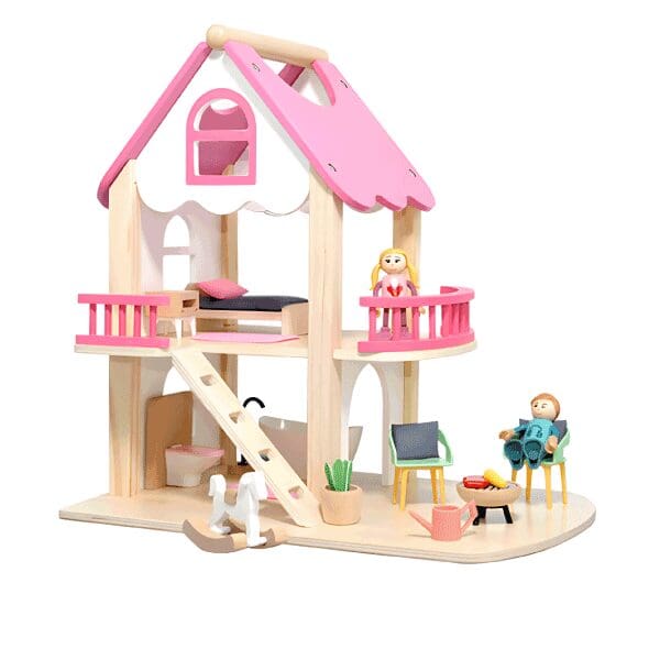 Wooden-2-levels-Dolls-house-with-furniture-and-Accessories-7-600x600 Wooden 2 levels Dolls house with furniture and Accessories - Image 1