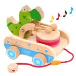 Wooden Pull Along Drumming Crocodile Toy Plays music when on the move