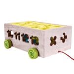 Wooden pull along Toy car Box with colourful numbers & shape blocks - Image 4