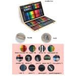 180pc Deluxe Wooden Colourful portable art colouring pens set for kids - Image 6