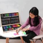 180pc Deluxe Wooden Colourful portable art colouring pens set for kids - Image 3