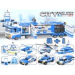 RLS 1115 Pieces City Police Station Building Set, 8 in 1 Mobile Command Centre Building Brick Toy with Cop Car, Helicopter, Boat