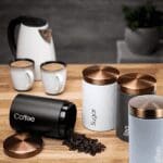RLS Goose Grey  Set of 3 Tea, Coffee, Sugar canisters Storage Container Set Grey & Copper - Image 2