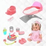 RLS 12" Baby Doll Toy Sets with Accessories Feeding Bedtime with Sound and more with Hair