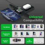 RLS 3 in 1 Wireless Charger, Transparent Glass Magnetic Charging Station, 15W Fast Charging Mat for iPhone 14/13/12/,iWatch, Android Ultra/8/7/6/SE2/SE/5, AirPods 2/3/Pro and Other Qi Phones - Image 2
