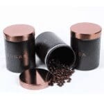 RLS Black Set of 3 Tea, Coffee, Sugar canisters Storage Container Set 1.1L Black & Copper