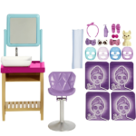 Barbie Sparkle Mask Spa Day Playset Blonde Barbie Doll 7 Spa Masks Sink Mirror - Image 3