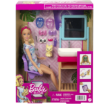 Barbie Sparkle Mask Spa Day Playset Blonde Barbie Doll 7 Spa Masks Sink Mirror - Image 7