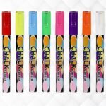RLS Liquid Chalk Markers Erasable, 8 Colour Neon Chalk Markers Pens for Chalkboard