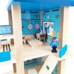 Wooden 3 level police station pretend play toy, with accessories - Image 6